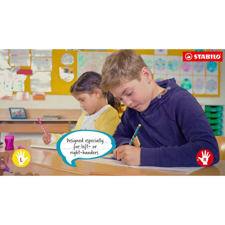 Creion grafit Stabilo EASYgraph S, HB, pentru stangaci, roz, set 2 bucati / blister Creioane grafit Stabilo