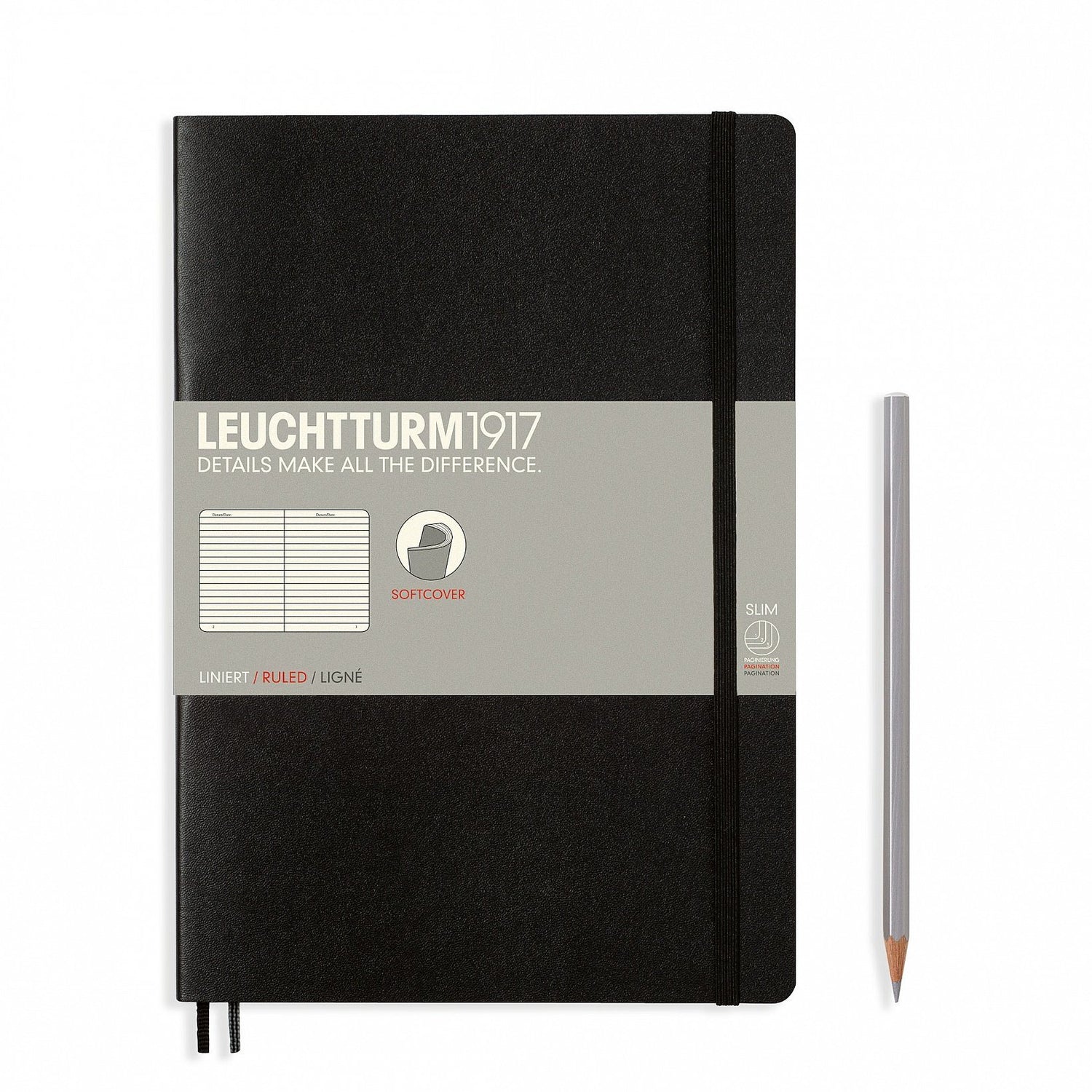 Agenda Dictando Composition (B5) - Negru, 123 pagini B5+BUJO MasterSlim, Softcover, 123 Leuchtturm 1917