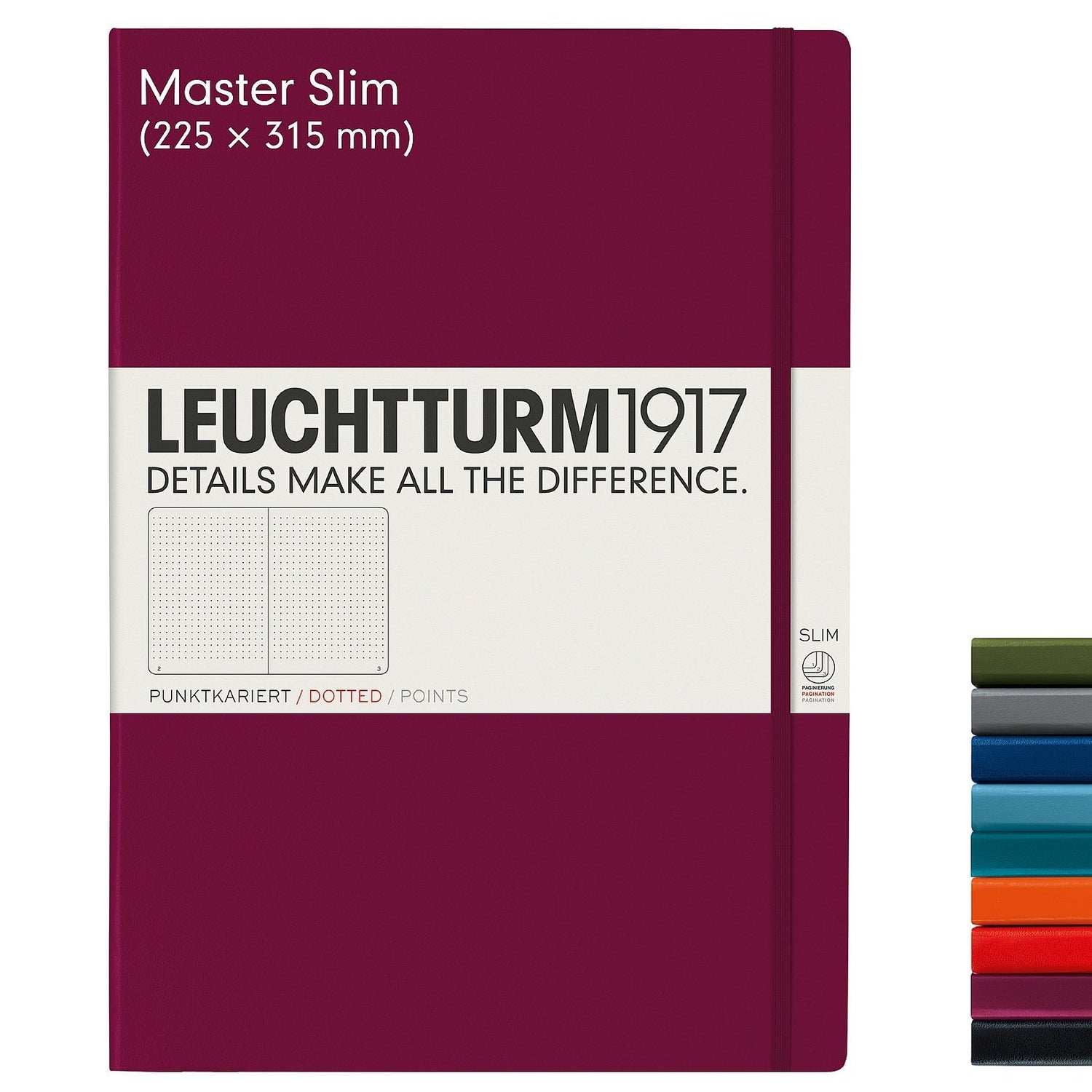 Agenda BUJO punctata Master Slim (A4+) - Port Red, 123 pagini A4+BUJO MasterSlim, Hardcover, 123 Leuchtturm 1917