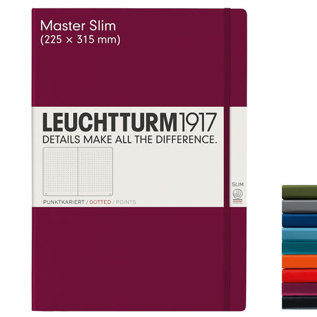 Agenda BUJO punctata Master Slim (A4+) - Port Red, 123 pagini A4+BUJO MasterSlim, Hardcover, 123 Leuchtturm 1917