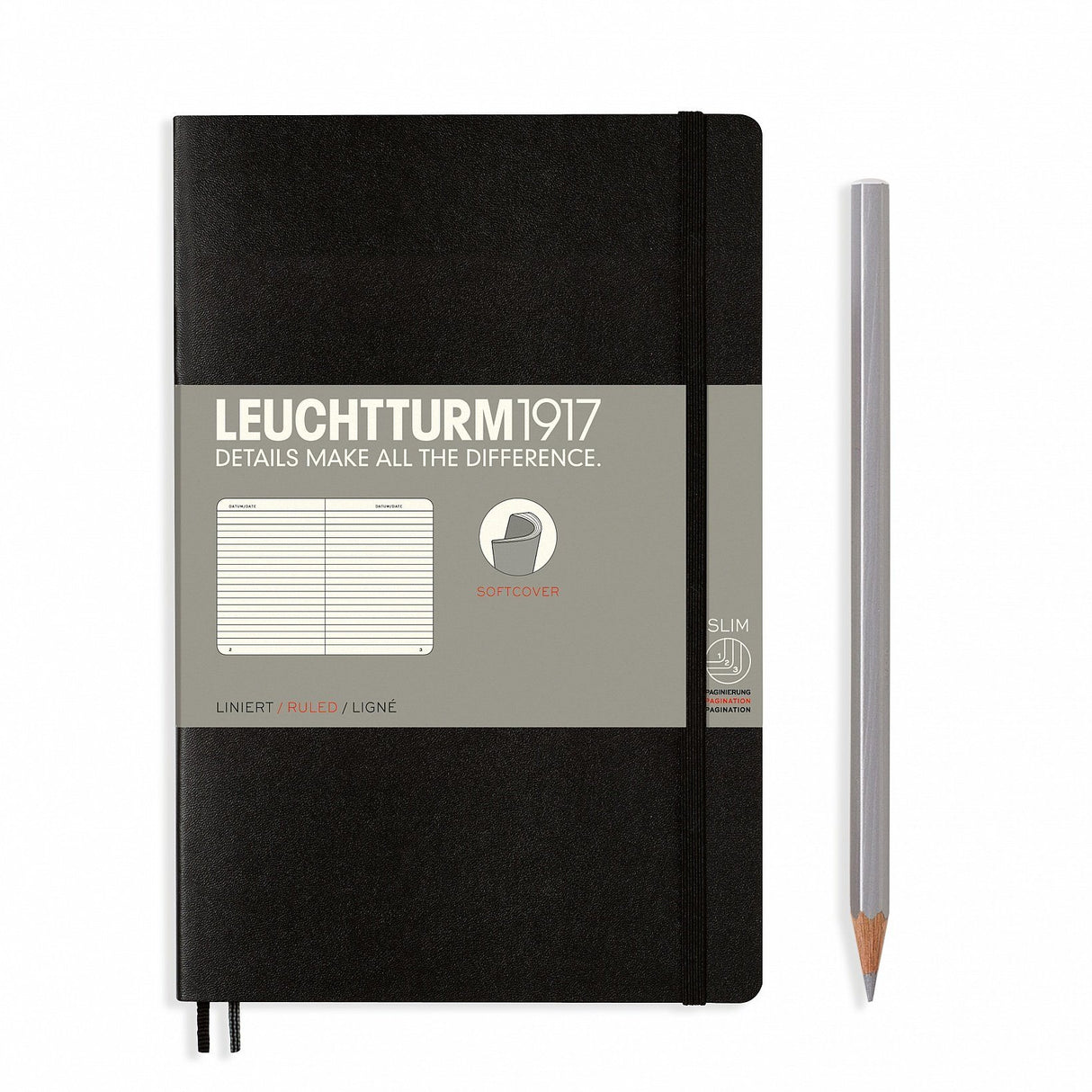 Agenda Blank Paperback (B6+) - Negru, 123 pagini B6+ Softcover, 123 Leuchtturm 1917