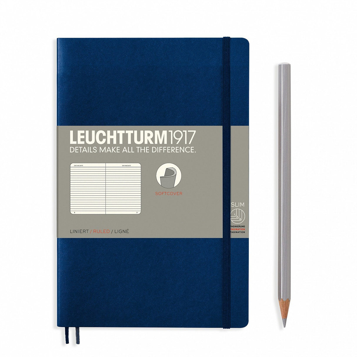 Agenda Dictando Paperback (B6+) - Navy, 123 pagini B6+ Softcover, 123 Leuchtturm 1917