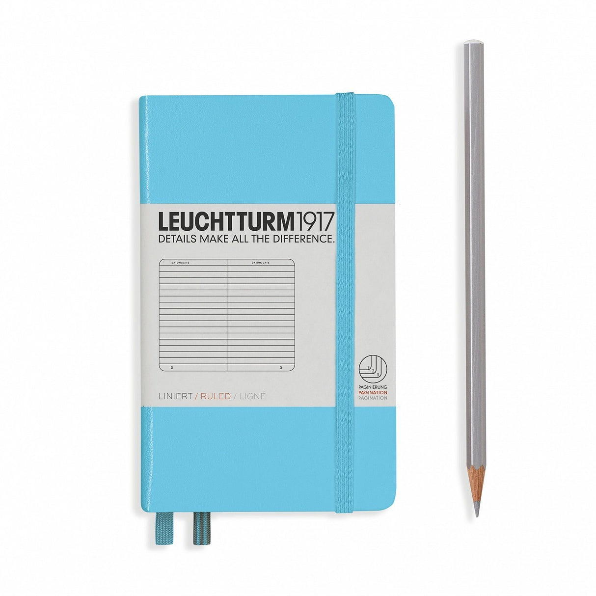 Agenda Pocket Blank (A6) - Ice Blue, 187 pagini A6 pocket, Hardcover, 187 Leuchtturm 1917