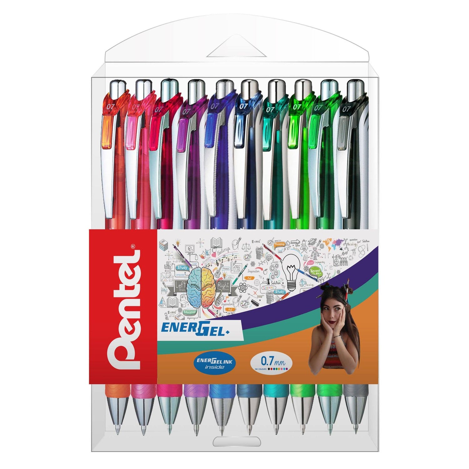 Roller Energel PENTEL cu mecanism 0.7mm 10 buc/set plastic Paperie.ro