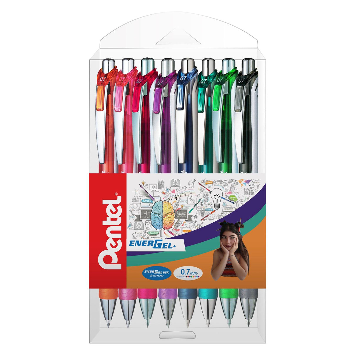 Roller Energel PENTEL cu mecanism 0.7mm 8 buc/set plastic Paperie.ro