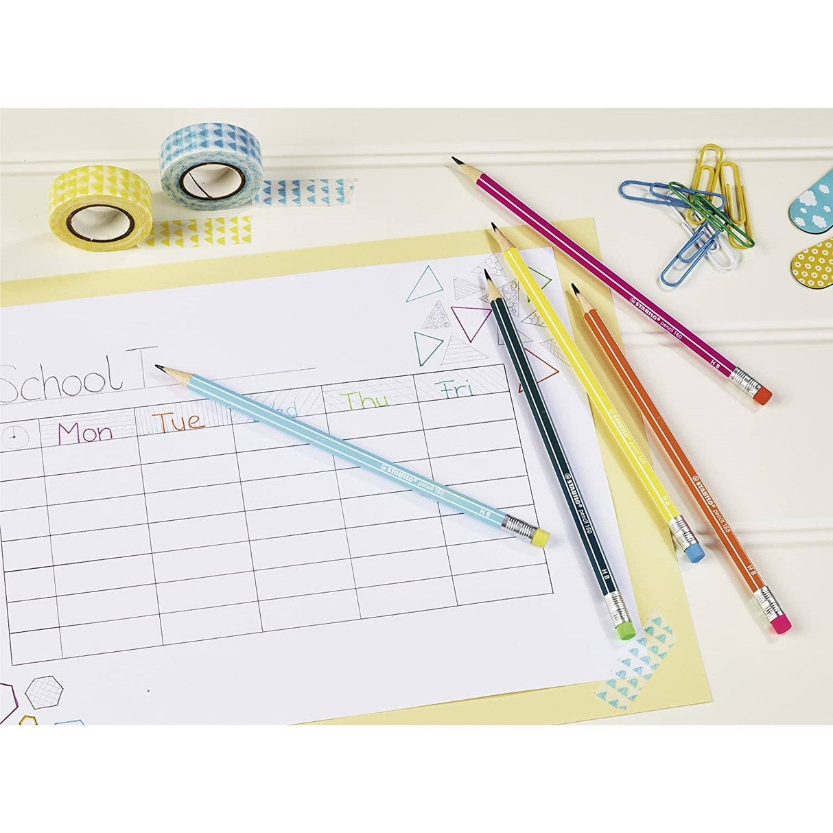 Set 3 creioane grafit cu radiera tip HB 160, galben Creioane grafit Stabilo