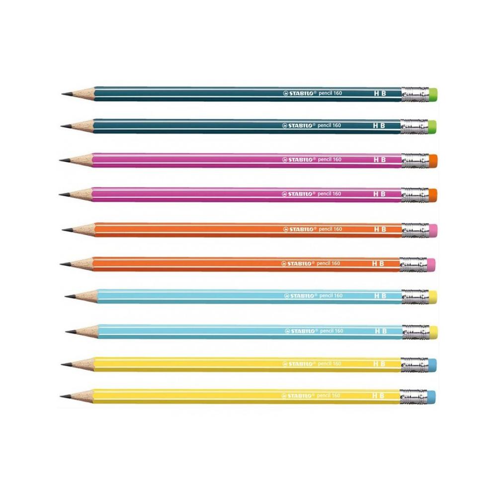 Set 3 creioane grafit cu radiera tip HB 160, albastru Creioane grafit Stabilo