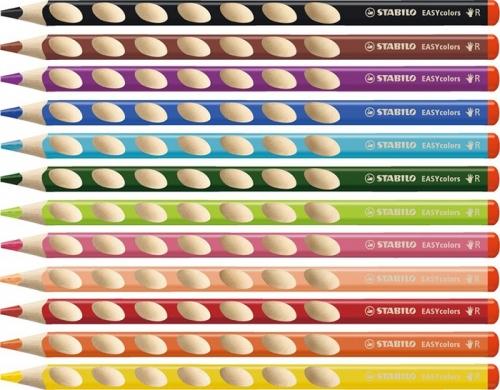 Creioane colorate Stabilo EasyColors pt dreptaci 12 culori/set Creioane colorate Stabilo