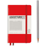 Caiet Leuchtturm1917 Pocket, A6, cartonat, 187 pagini, matematica, rosu