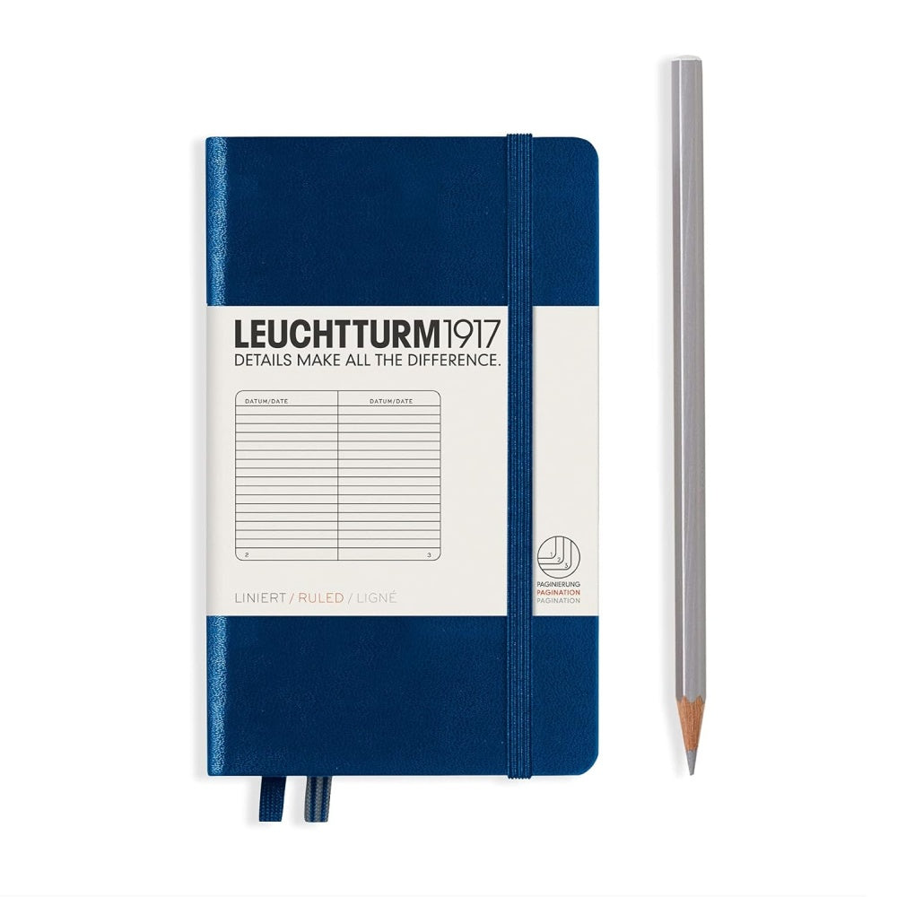 Caiet Leuchtturm1917 Pocket, A6, cartonat, 187 pagini, dictando, bleumarin