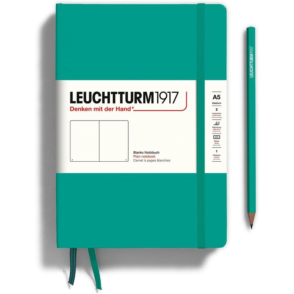 Caiet Leuchtturm1917 Medium, A5, cartonat, 251 pagini, velin, verde smarald