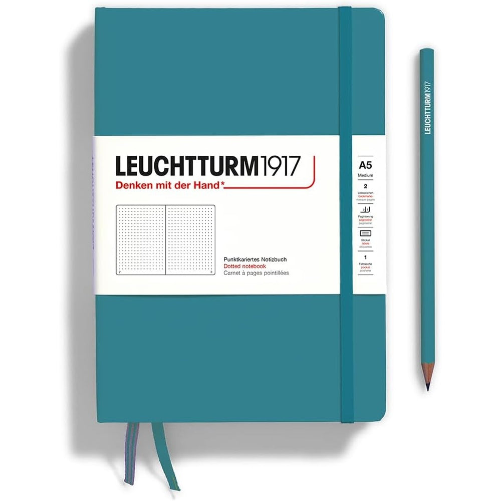 Caiet Leuchtturm1917 Medium, A5, cartonat, 251 pagini, punctat, albastru ocean