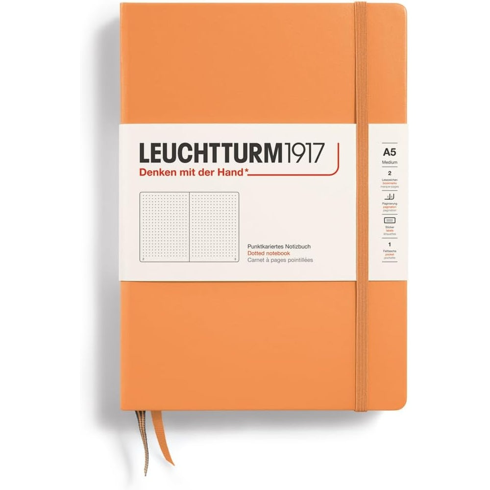 Caiet Leuchtturm1917 Medium, A5, cartonat, 251 pagini, punctat, portocaliu caisa