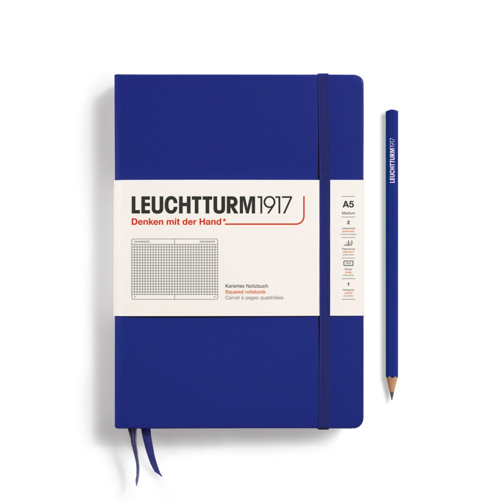 Caiet Leuchtturm1917 Medium, A5, cartonat, 251 pagini, matematica, albastru cerneala