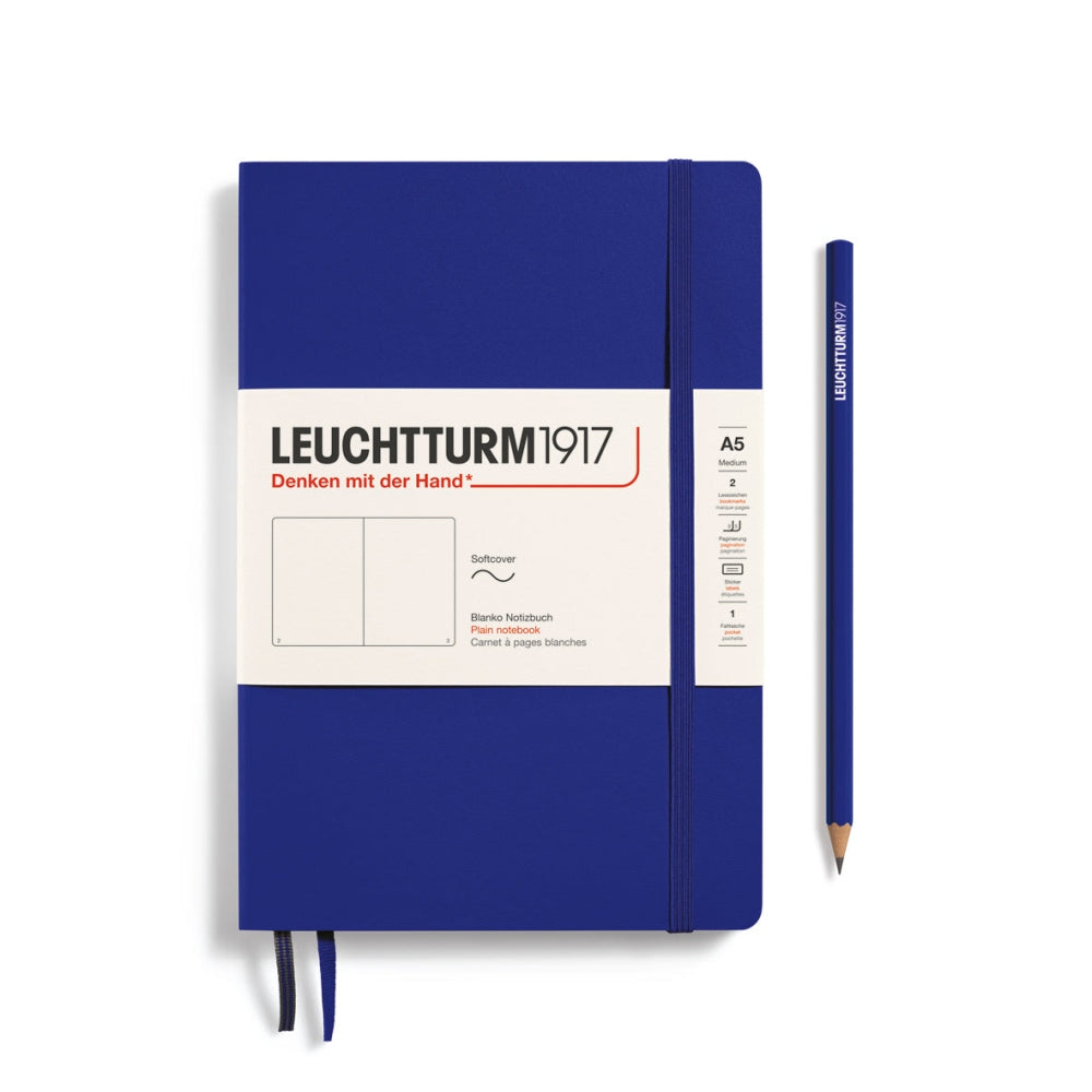 Caiet Leuchtturm1917, A5, necartonat, 123 pg, foi veline, albastru cerneala