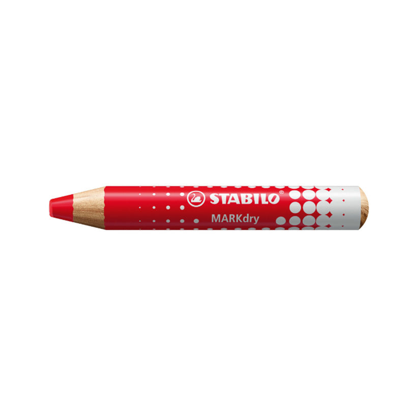 Creioane Stabilo Mark Dry pentru tabla, 4 culori, cu ascutitoare si laveta
