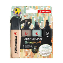 Încarcă imaginea în vizualizatorul Galerie, Textmarker Stabilo Boss Original NatureCOLORS, 4 culori / blister, negru, verde de pamant, bej, gri warm grey
