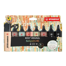 Încarcă imaginea în vizualizatorul Galerie, Textmarker Stabilo Boss Original NatureCOLORS, 8 culori / blister, 2 x negru,verde-gri pastel, verde de pamant, negru de pamant, siena, bej, gri warm grey
