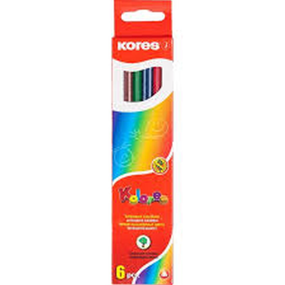 Creioane colorate Kores, 3 mm, hexagonale, 6 bucati /set, camp pentru nume