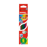 Creioane colorate Kores Kolores, 3 mm, triunghiulare, 6 bucati / set, camp pentru nume