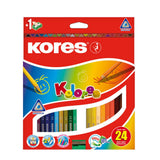 Creioane colorate Kores Kolores, 3 mm, triunghiulare, 24 bucati / set, ascutitoare, camp pentru nume