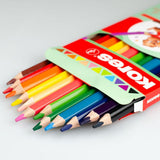 Creioane colorate Kores Jumbo, 5 mm, triunghiulare, 12 bucati / set, ascutitoare, camp pentru nume
