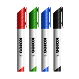 Marker pentru tabla Kores XW1, varf rotund, 3 mm, 4 culori / set, etui plastic