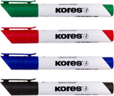 Marker pentru tabla Kores XW1, varf rotund, 3 mm, 4 culori / set, etui plastic