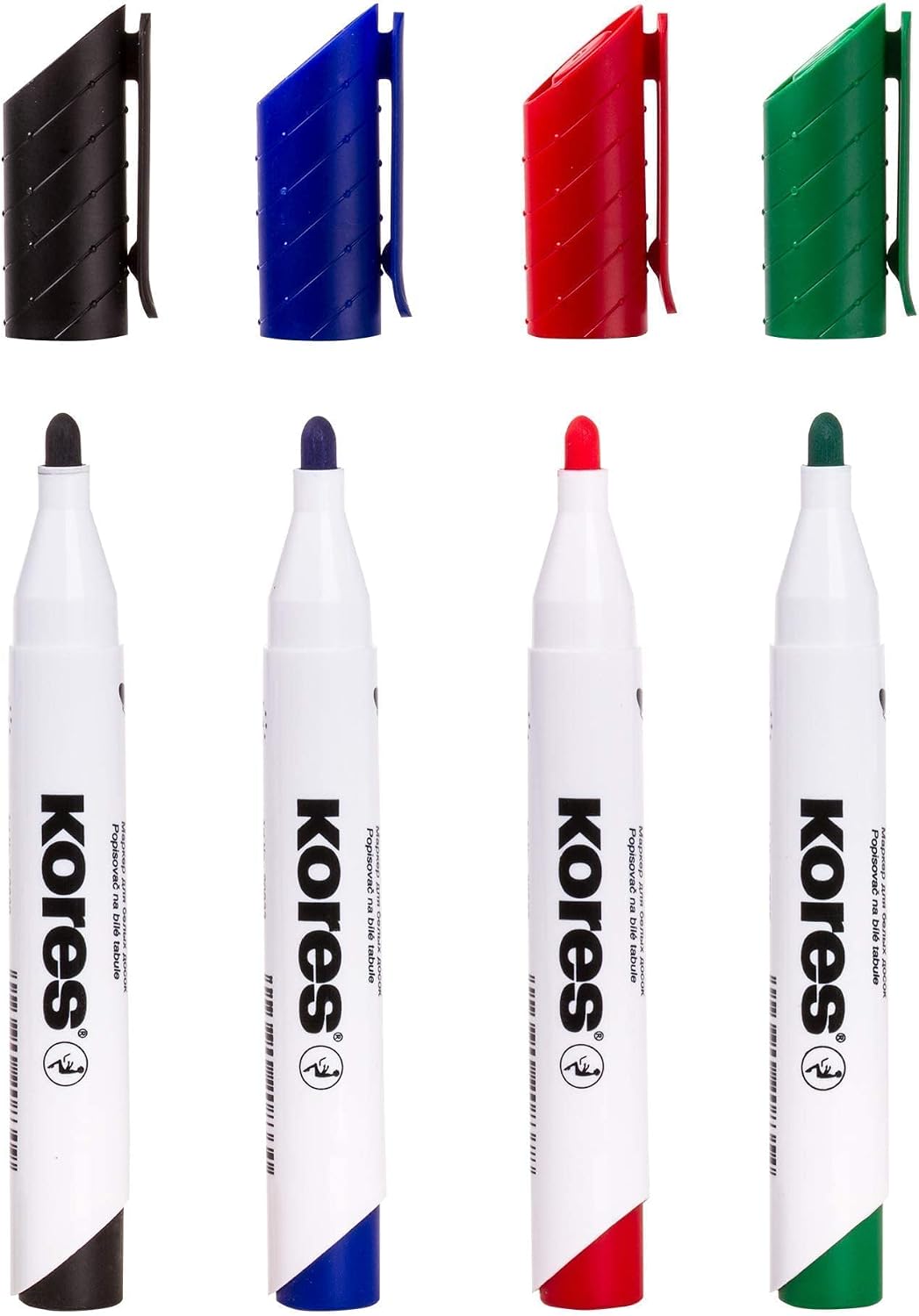 Marker pentru tabla Kores XW1, varf rotund, 3 mm, 4 culori / set, etui plastic