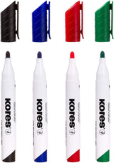 Marker pentru tabla Kores XW1, varf rotund, 3 mm, 4 culori / set, etui plastic