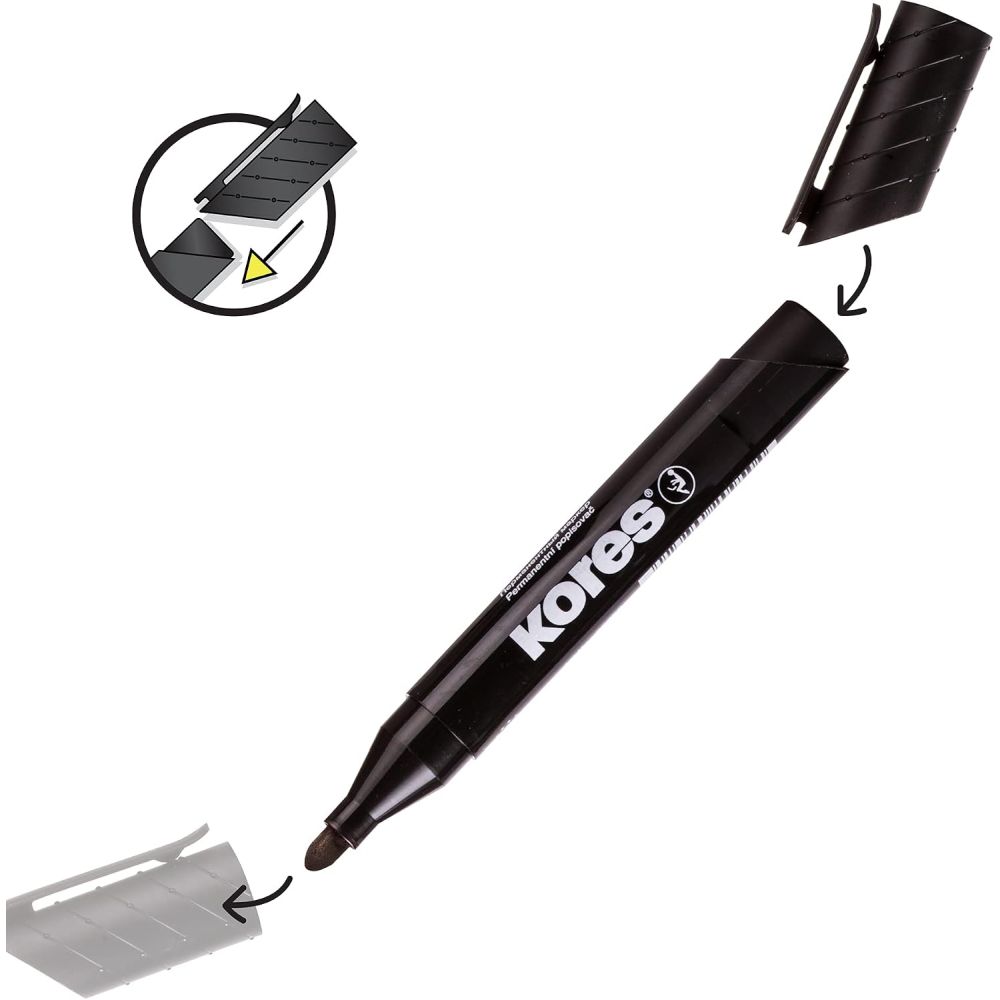Marker permanent Kores XP 1, varf rotund, 3 mm, negru
