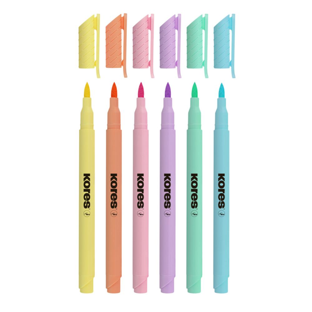 Carioca Pastel Style Kores, varf pensula, 6 culori pastelate/ set