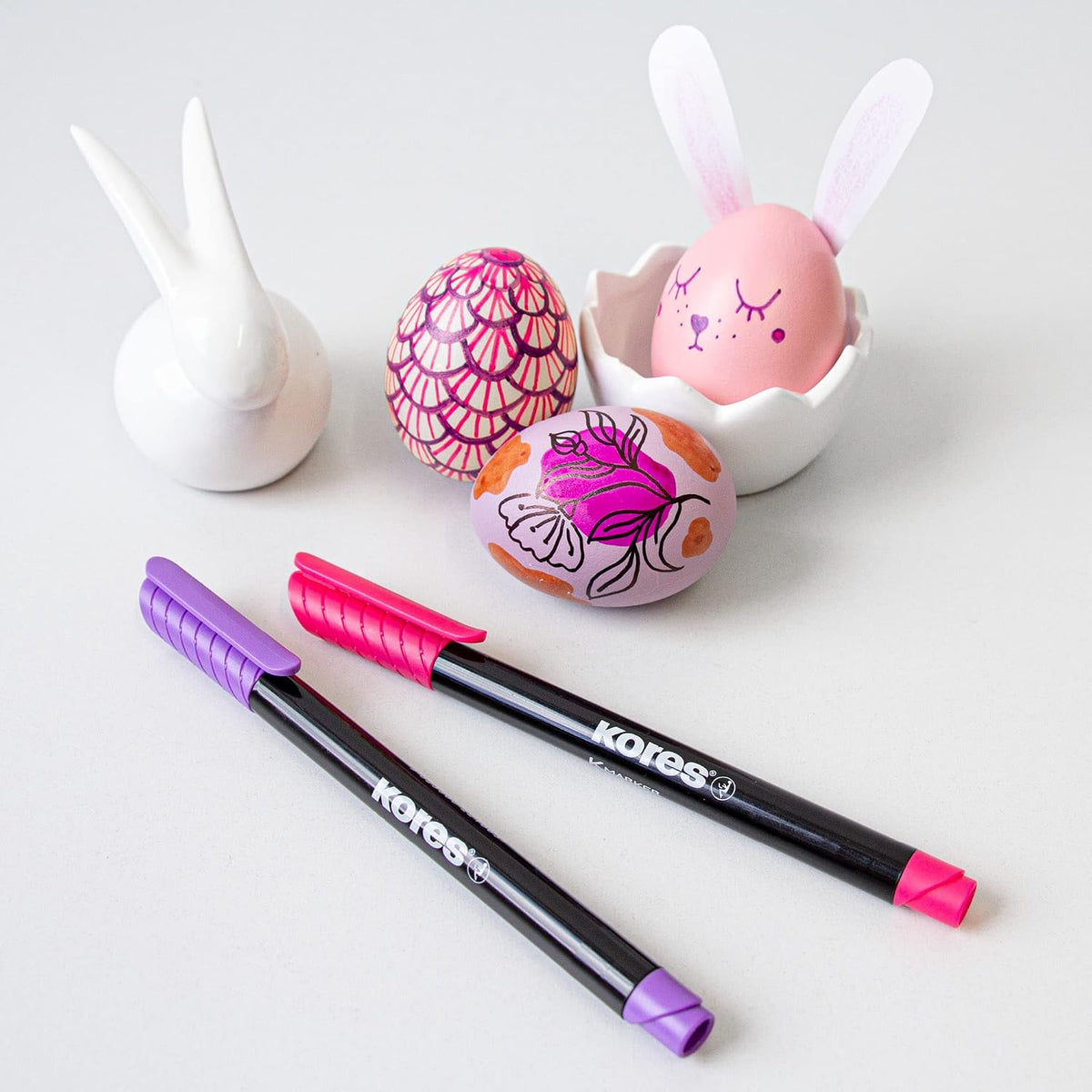 Marker permanent Kores K-Marker P1, varf rotund, 1 mm, 6 culori / set, etui plastic