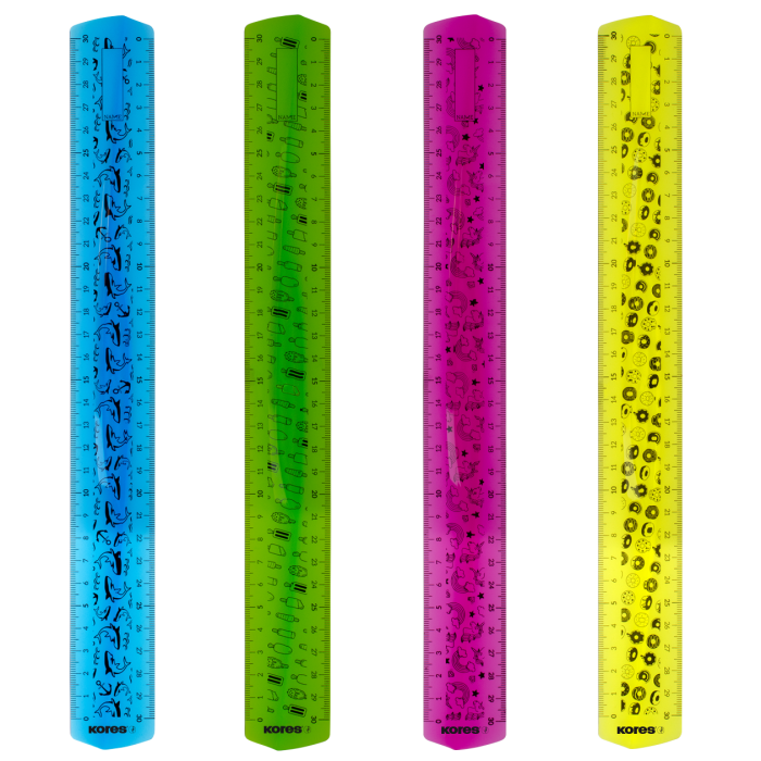 Rigla flexibila Kores Elastik, 15 cm, in 4 variante de culoare