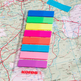 Index adeziv Kores, 12 x 45 mm, 8 x 15 file, rigla 12 cm, plastic, culori asortate