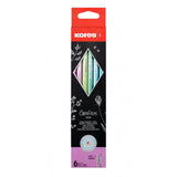 Creion grafit Kores Grafitos Style, HB, cu radiera, 6 bucati / set, corp in culori pastelate
