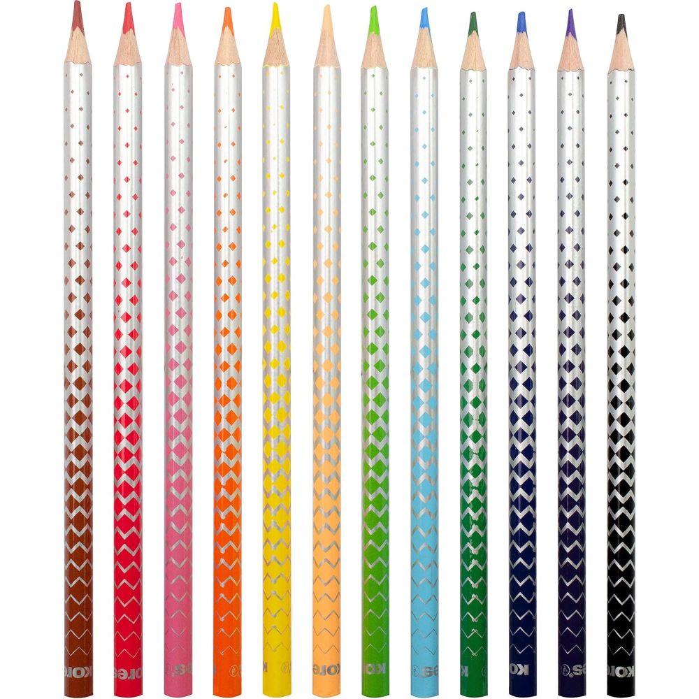 Creioane colorate Kores Magik, 3 mm, triunghiulare, 12 bucati / set, cu mina care se sterge, 1 radiera speciala