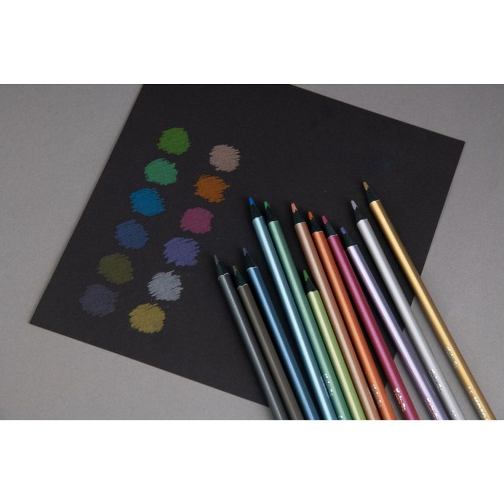 Creioane colorate Kores Kolores Style Metallic, 3 mm, triunghiulare, 12 culori / set