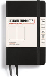 Caiet Leuchtturm1917 Pocket, A6, cartonat, 187 pagini, velin, negru