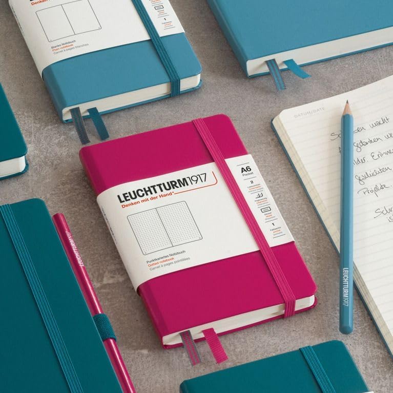 Caiet Leuchtturm1917 Pocket, A6, cartonat, 187 pagini, velin, negru