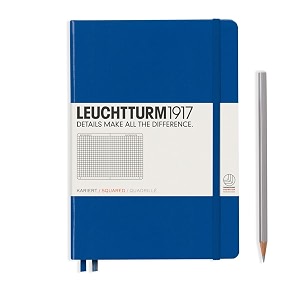 Caiet Leuchtturm1917 Medium, A5, cartonat, 251 pagini, matematica, albastru regal