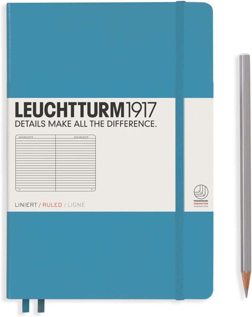 Caiet Leuchtturm1917 Medium, A5, cartonat, 251 pagini, dictando, albastru nordic