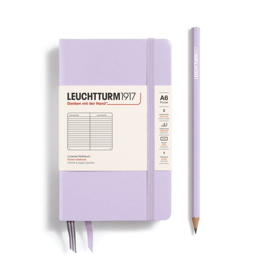 Caiet Leuchtturm1917 Pocket, A6, cartonat, 187 pagini, dictando, lila