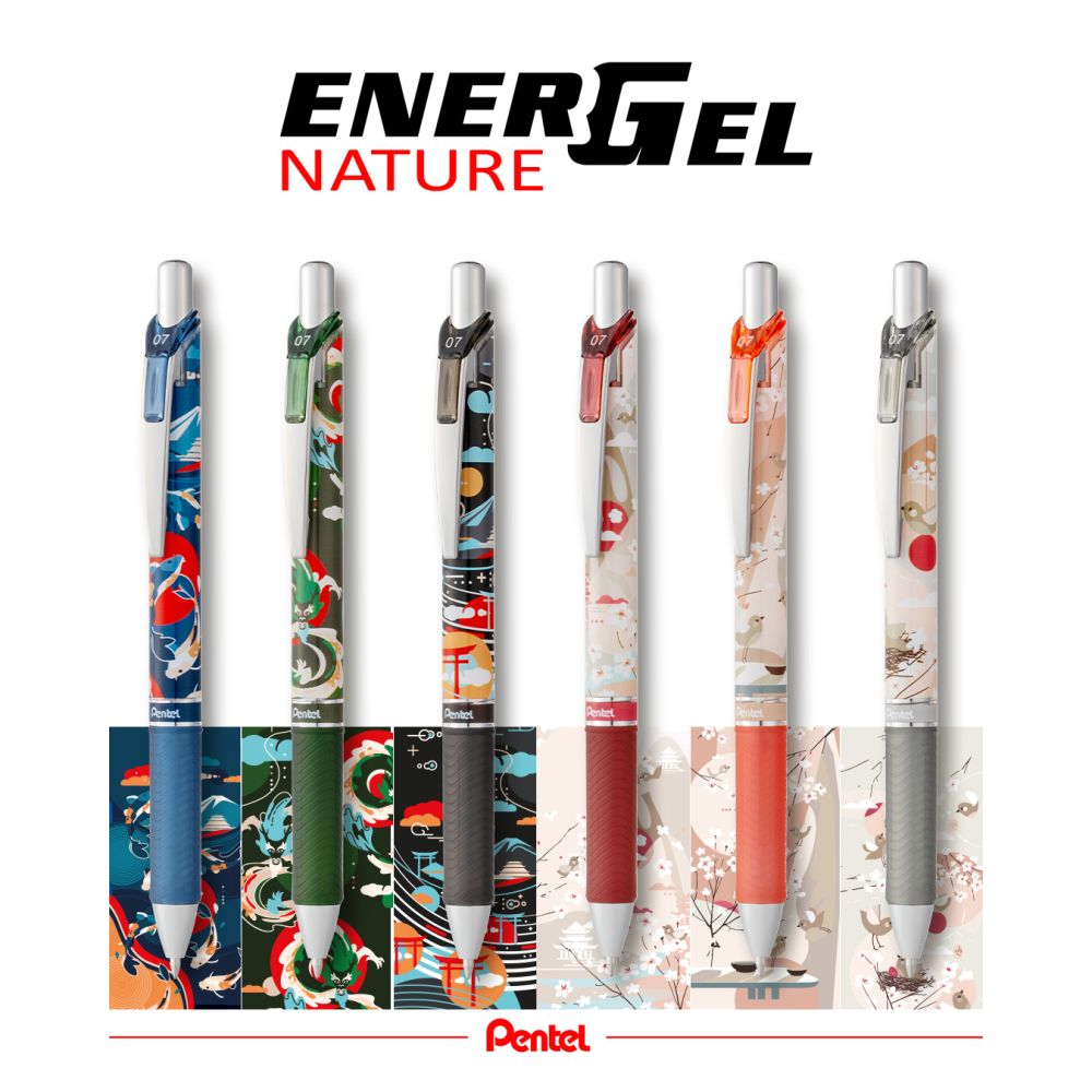 Roller cu gel Pentel EnerGel Nature, 0.7 mm, cu mecanism, albastru, Tori