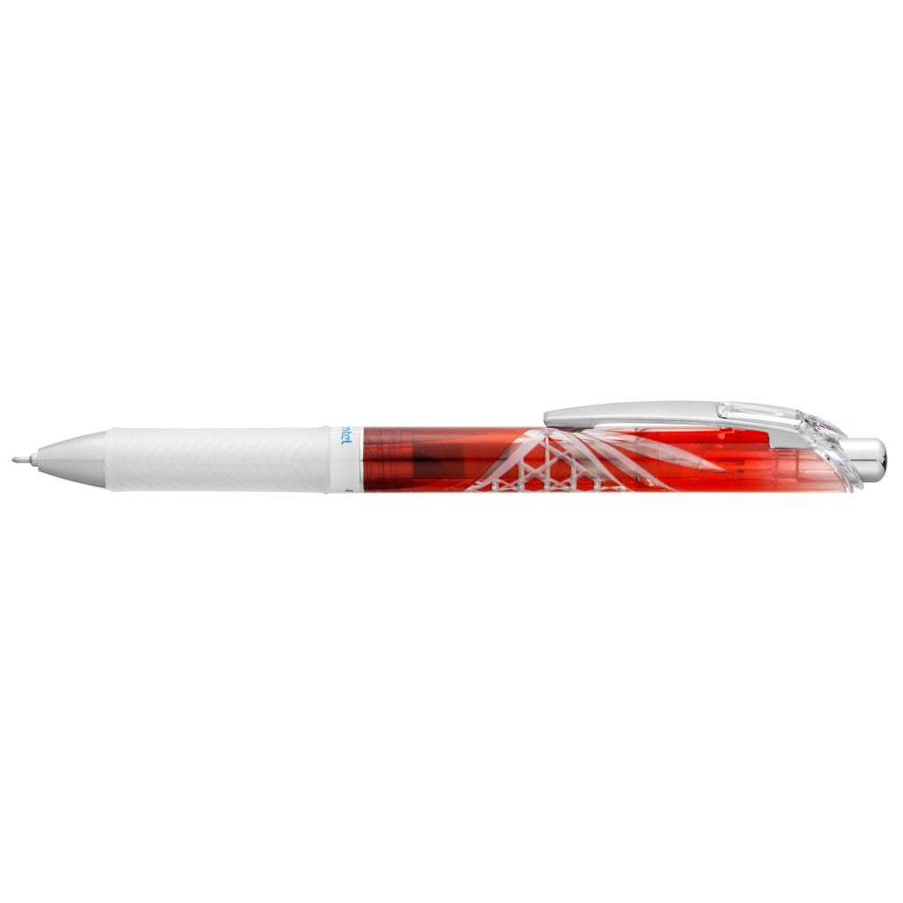 Roller cu gel Pentel EnerGel Kiriko, 0.5 mm, cu mecanism, albastru, Rokkaku Kagome