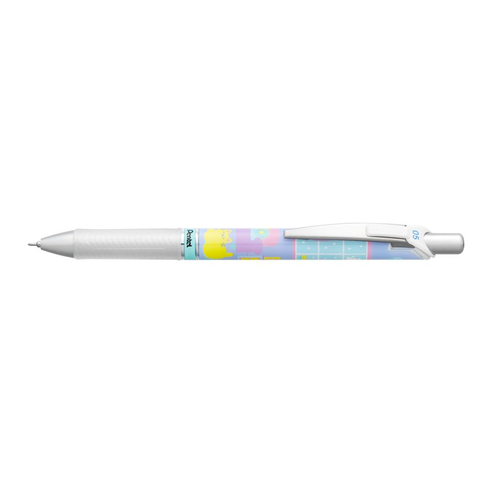Roller cu gel Pentel EnerGel Kawaii, 0.5 mm, cu mecanism, albastru, Potsu-Potsu