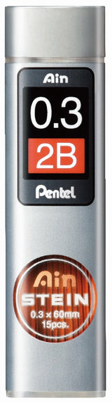 Mine creion mecanic Pentel Ain Stein, 0.3 mm, 2B, 15 bucati / set