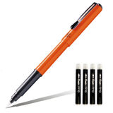 Pensula de buzunar PENTEL brush cu cerneala pigmentata, 4 rezerve incluse, scris negru