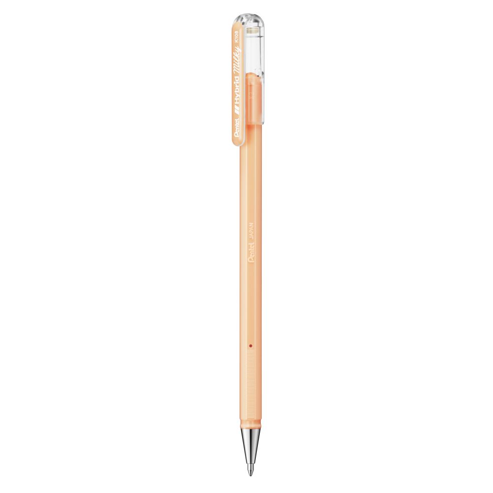 Roller cu gel Pentel Hybrid Milky, 0.8 mm, fara mecanism, portocaliu pastel