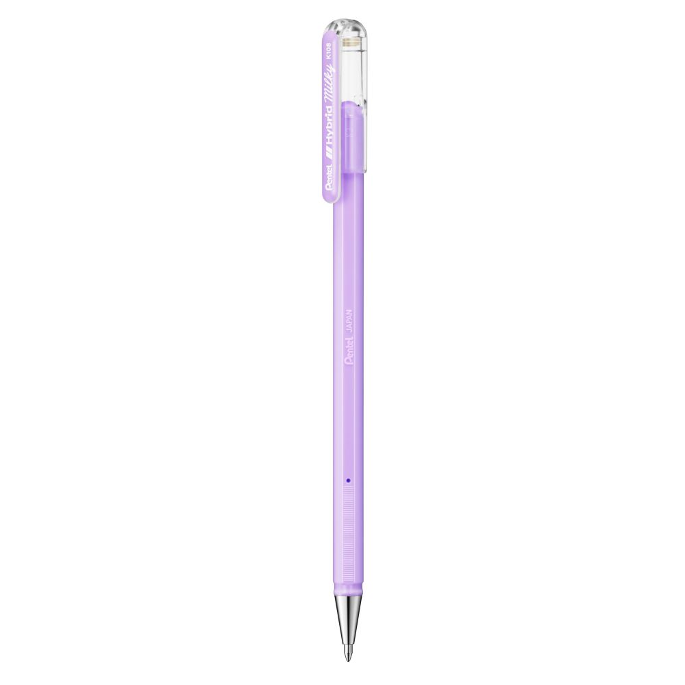 Roller cu gel Pentel Hybrid Milky, 0.8 mm, fara mecanism, violet pastel